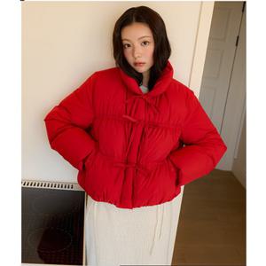 [올리브데올리브] 올리브데올리브 (OE5WMA74) 리본장식 시보리 다운점퍼 OE5WMA74