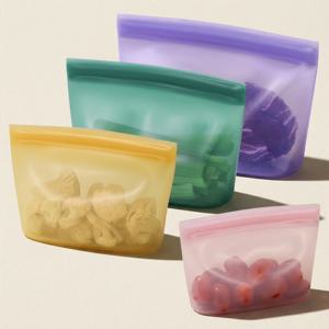 [리본제이]플래티넘 실리콘 스탠딩 지퍼백 1000ml / 푸드백 냉동 보관 냉장고정리 밀폐용기