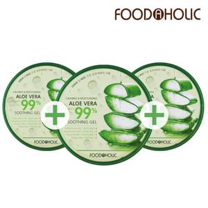 (3개)푸드어홀릭 알로에베라 수딩젤 300ml /알로에 수분크림 병풀추출물함유 진정 보습