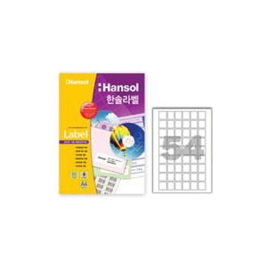 한솔라벨지 100매 54칸 26.0129.51mm HL4609 라벨테이프 A4라벨지 라벨류 분류라벨 라벨스티커 주소라벨지