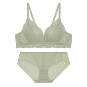 볼륨 메이커 레이스 노와이어 브라팬티세트 - 민트
