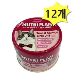 동원 뉴트리플랜 데일리 참치와연어 캔 160g x 12개 동원 뉴트리플랜 참치 참치와연어 고양이