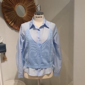 르피타 HC06 레이어드 셔츠 뷔스티에 세트(블루) L253BSH956