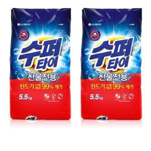 [LG생활건강] 수퍼타이 찬물 전용 진드기 실내건조 분말세제 일반드럼 겸용 리필 5.5KG 2개