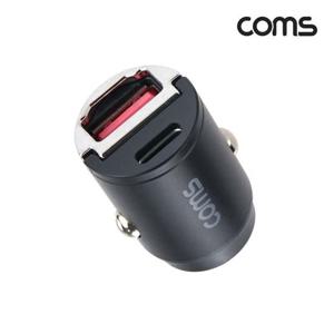(COMS) 차량용 시거잭 고속충전기 2포트(C타입+USB) 차량용충전기 고속충전기 USB충전기 PD충전기 타입C충전기