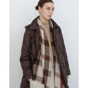 닥스 여성 24FW 클리어런스스테디셀러구스다운 브라운 탈착 후드 다이아 퀼팅 롱 중량다운 점퍼 WKJU4D991W3