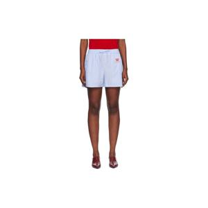 26 SS 오프화이트 여성 블루 스트라이프 포플린 쇼츠 252607F088000