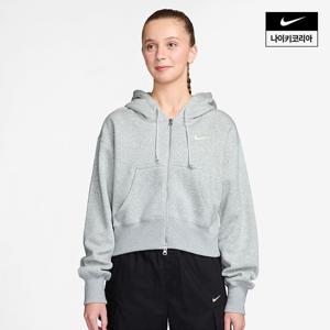 [나이키] 스포츠웨어 피닉스 플리스 여성 루즈 풀집 크롭 후디 HV2427-043