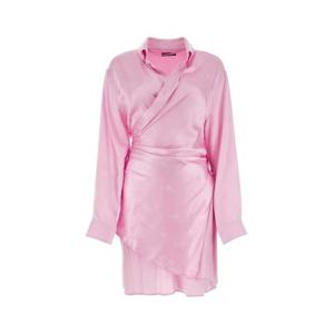 발렌시아가 칼라랩 셔츠 드레스 핑크 794836TQN07