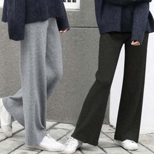 와이드 밴딩 와이드한 핏 골지 니트 데일리 팬츠