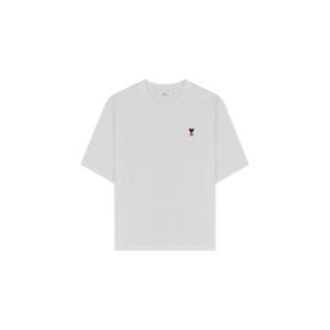 AMI아미 스몰 하트 로고 박시 핏 티셔츠 화이트 BFUTS005-726-100