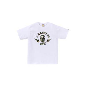 BAPE베이프 퍼스트 카모 크레이지 스타 컬리지 티셔츠 화이트 0ZXTEM016101O