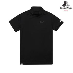 [블랙앤화이트] 여성 등판 라인 반목 반소매 티셔츠 LS9502WM_BLACK