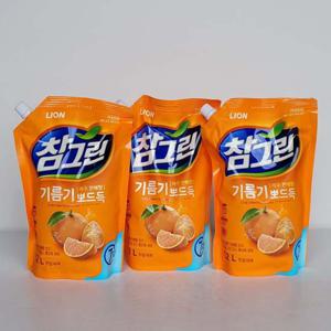 라이온 참그린 천혜향 뽀드득 1.2L 리필형 3개 사용이편리한 깔끔하고편리 알뜰한 놀라운세정 강한세척 청결하게 청정설거지 우수한세척력 이색적인