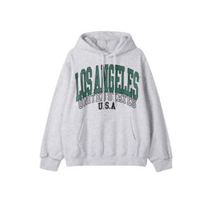 남자 LA 세미 오버핏 기모 면 후드 티셔츠 RM-TSK-Q059-백멜란지