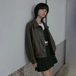 [랩]박시 카라 페이크 레더 점퍼 AS1LZ260