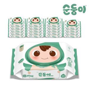 [순둥이]cL-com /레이온100/로하스 물티슈 휴대 캡형 20매 20팩