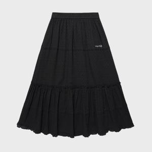 와키윌리반바지 KQJ WA2602SR64BK 우먼스 코튼 티어드 롱 스커트 블랙