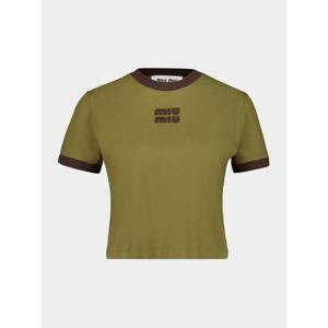 미우미우 반팔 티셔츠 MJNA15 1841 F0Y1C MILITARY GREEN COCOA