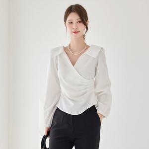 [모리스커밍홈] 랩 카라 드레이프 블라우스_M2603BL079A