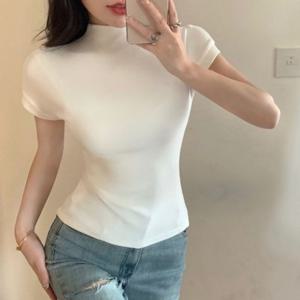 G126180 하이넥 요술스판 반팔티 반목