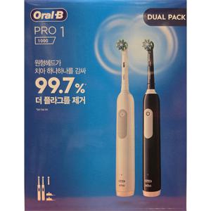 오랄비 전동칫솔 프로1 1000 듀얼팩 블랙&화이트