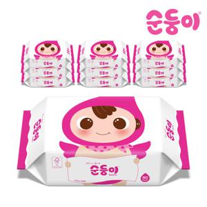 [순둥이]베이직 물티슈 리필 80매 10팩(55g) BR-01