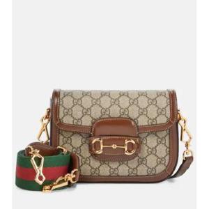 구찌 Gucci Horsebit 1955 미니 레더 트리밍 숄더 백 P00585136