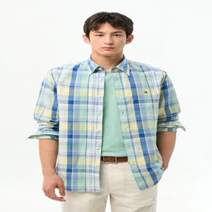 [Regular fit] 린넨 블렌드 마드라스 체크 셔츠