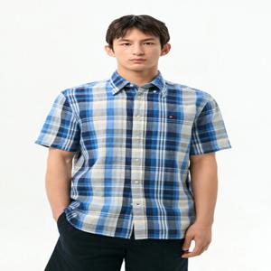 [Regular fit] 린넨 블렌드 레귤러 체크 셔츠