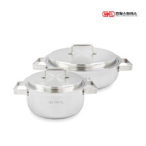 한일스텐레스 한일STS 에테르 통5중 스텐레스304 IH 인덕션가능 무연마제 냄비세트 2종E(양20+전24)