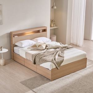 장인가구 [비밀특가] 장인가구 클리브 호텔 평상형 서랍 빅수납 LED 침대 프레임 K (높이 300)+포켓 (주문제작)