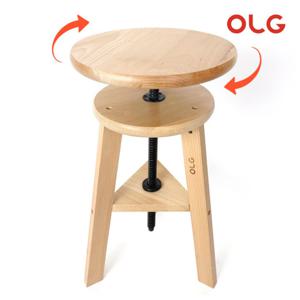 올지 올지 원목스툴 원형 의자 스툴 높이조절 회전 높은 미술 화분 카페 소품