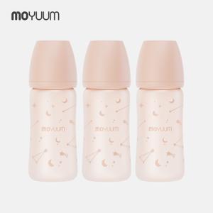 [모윰] 실리콘코팅 노꼭지 유리젖병 240ml 트리플팩 - 트윙클 에디션