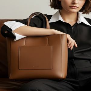 [헤지스 액세서리] [26SS] HIBA6E976W2 선물추천스테디셀러CELIA 브라운 투톤 심플포켓 토트 겸 숄더백