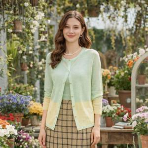 올리브그린 P14 SS 시스루 투톤 가디건 3종