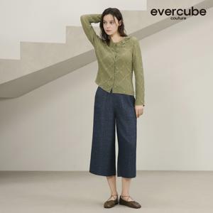 에바큐브꾸띄르 26SS G플리츠 데님 와이드팬츠