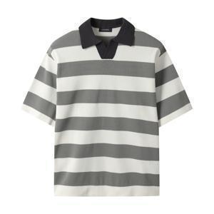 [커스텀멜로우] 그레이 볼드 스트라이프 칼라 스웨터 CWWAM25413KHX CWWAM25413KH