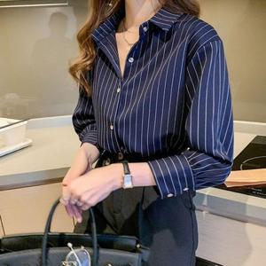 [오노마] ONM 여성 짧은소매 스트라이프셔츠 여자블라우스 세로남방