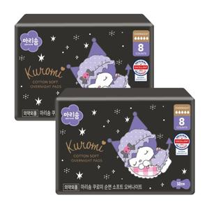 마리솜 쿠로미 순면 소프트 오버나이트 생리대 8입 X2팩