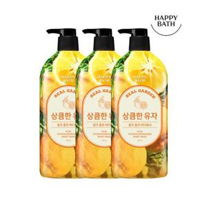 [해피바스]리얼가든 유자 비타민 생기 바디워시 900g 3입