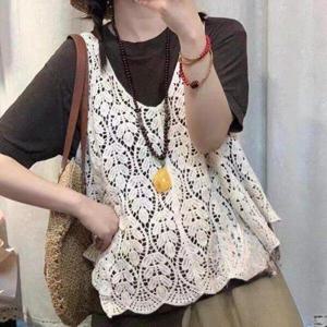 [애슬릿][애슬릿]잎사귀 니트 브이넥 조끼 뷔스티에 중년 여성