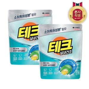 테크 실내건조 냄새 딥클린 3 in 1 일반 드럼 겸용 캡슐세제 30입 x 2개