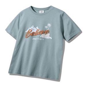 [지프]JQ2TSU591 민트 남녀 공용 곰프린트 반팔 티셔츠_SC