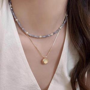 [블루밍룸]미셔 골드 자개 네크리스 SET