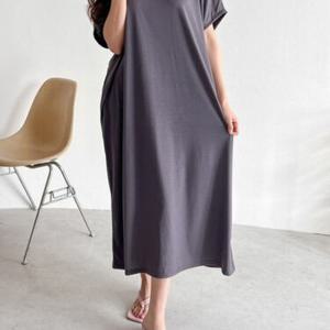 에르디테 / 찰랑 빅사이즈 루즈핏 주머니 가오리 반팔 롱 원피스