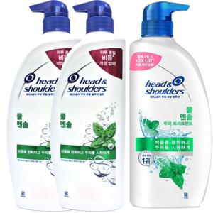 헤드앤숄더 850ml 쿨멘솔 샴푸x2개+쿨멘솔 트리트먼트x1개 비듬샴푸 두피진정 손상모발
