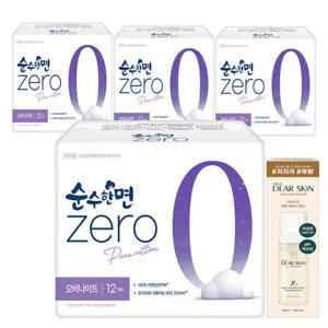 깨끗한나라 순수한면 제로zero 오버나이트 12개입x4팩+여성청결제 150ml 1개