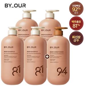 [특대용량/바이아우어] 맥주효모 81 탈모샴푸 베스트 패키지(샴푸 1,020ml x 4 + 트리트먼트 1,000ml)