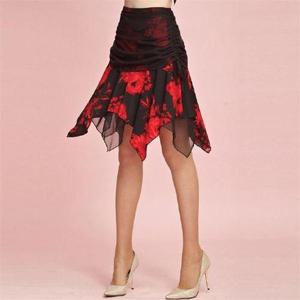 [셀러허브_여성트랜드패션]까르죠아 레드 플라워 플레어 스커트 스포츠 댄스복